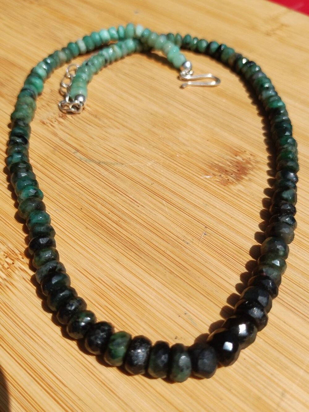 Jay King DTR Faceted Green EMERALD Beaded Ombre 925 Sterling Silver Necklace NIB